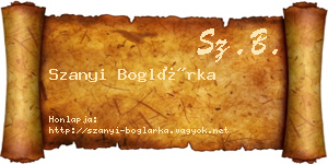 Szanyi Boglárka névjegykártya